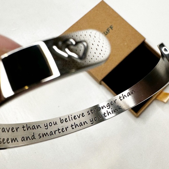 Joycuff | Silver Cuff Bracelet— You are braver than you believe stronger than... - Picture 7 of 7